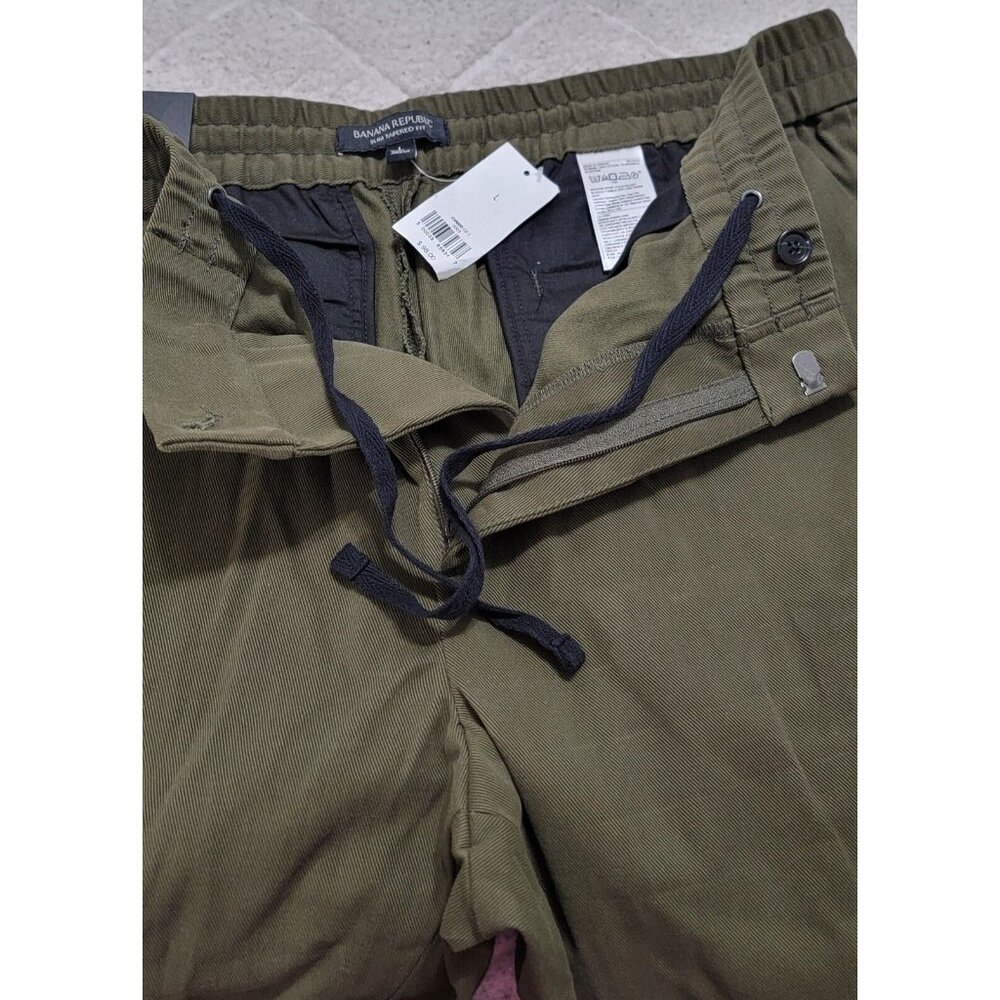 Banana Republic Womens Green Slim Tapered Fit Pants Elastic‎ Waist Size L NWT - Picture 5 of 11